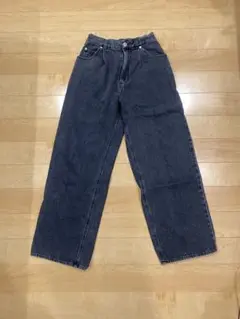 ehkä söpö ダークグレー ワイドレッグデニムパンツ