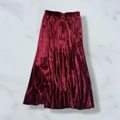 新品❤️ ベロア ロングスカート XS レッド 赤 ワインレッド