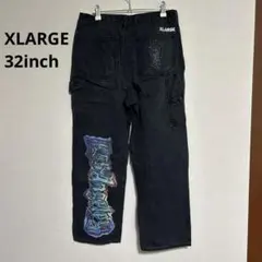 XLARGE ブラック ワークパンツ グラフィティ