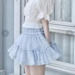 Lovilyn ティアードチュールミニスカート　ブルー