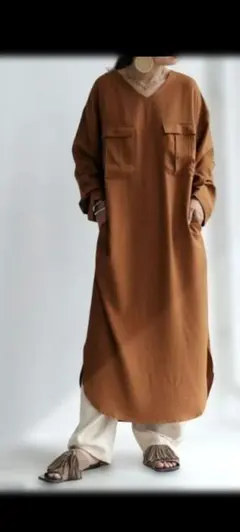 ★アンティカロングワンピース★カーキ色