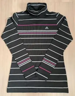 【未使用】adidas ゴルフ レディース ストライプ ハイネックシャツ M