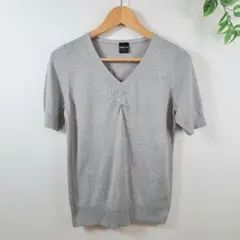 COMME CA ISM 半袖 ニット グレー Vネック Mサイズ カジュアル