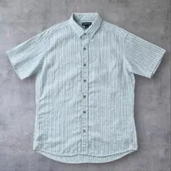 LANDS’ END リネン100% 半袖ストライプシャツ Mのサムネイル