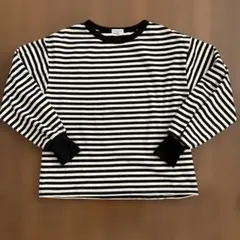 samansa mos2ストライプ 長袖カットソー ブラック/ホワイト