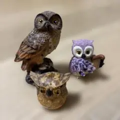 フクロウの置物 3体セット