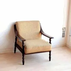 オールドカリモク シングルソファ B 木肘 ビンテージ ZR24194