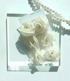 シフォン アイボリー ピアス イヤリング 3連 ブライダル ハンドメイド