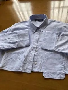 『美品』ZARAクロップドポプリンシャツ水色size L