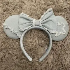 ディズニー　デニム風　ミニー型　カチューシャ