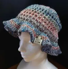 クロシェハット バケットハット クラッシャーハット 毛糸かぎ針編みNo.タグ③