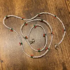 【値下げ】マスクチェーン　ネックレス　韓国　チェリー　赤　緑　クリア