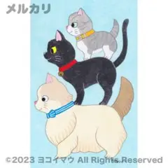 原画「猫ブレーメン A」絵画/イラスト/アート/ラガマフィン/黒猫/マンチカン