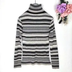 TITE IN THE STORE　ストライプタートルネック　リブニット　L　毛