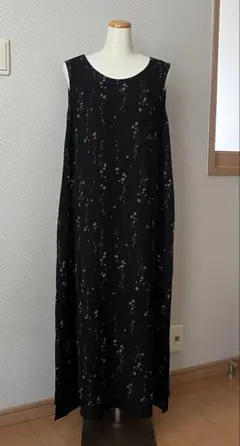 【美品】リバーシブル ロングワンピース ボリュームシルエット 紐ベルト付