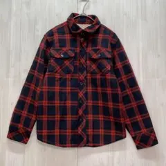 オールドネイビー　裏ボアチェックネルシャツ　赤　M / 8 130cm相当