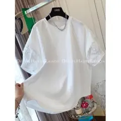 Tシャツ レース柄 切り カジュアル 大きいサイズ おしゃれ度高め 無地