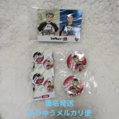 ハイキュー!! くら寿司　孤爪研磨缶バッジ 2個 、 木兎光太郎　赤葦京治カード