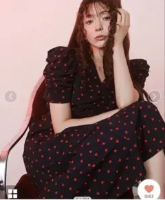 SNIDEL ハート柄 半袖ワンピース ネイビー - メルカリ