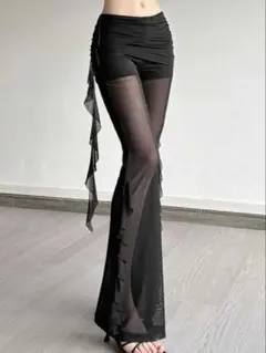 【新品】SHEIN シーイン シースルー フレアパンツ ワイドパンツ