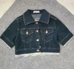 TRALALAトゥララ　レース付きデニムジャケット　ショート丈　半袖　０