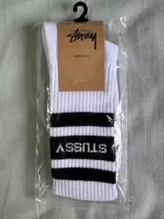 stussy ステューシー ライン ソックス 靴下 メンズ ホワイト 白×黒