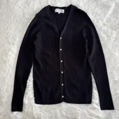 【美品】ROPE' PICNIC（ロペピクニック）黒 リブ編み長袖カーディガン