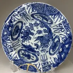 染付芙蓉手獣面図 小皿 モンスターマスク 縁起物 古伊万里 三田焼 5客