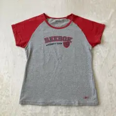 リーボック Ｔシャツ 半袖 赤 グレー Ｌ ラグラン ロゴ アメカジ カジュアルのサムネイル