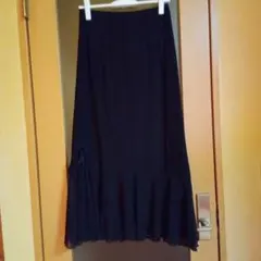 ロングスカート★ブラック★片側シフォンフリル★タイトスカート★フリーサイズ★美品