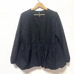 しまむら　HK WORKS LONDON ペプラム ジャケット　ブラック　LLのサムネイル