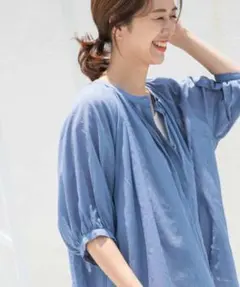 アーバンリサーチドアーズ　コットンボイルタックギャザーブラウス