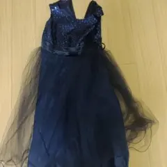 150　ネイビー　スパンコール　フレアドレス　ピアノ発表会　子供用　ドレス