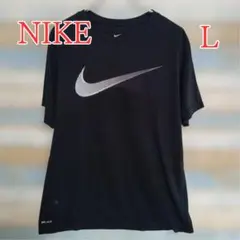 ナイキ ブラック 半袖 Ｔシャツ ドライフィット ビッグロゴ Ｌ【イ465】