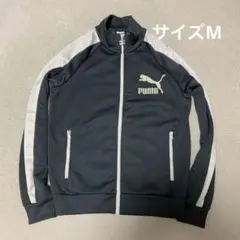 古着 プーマ PUMA ジップ 刺繍ロゴ ジャージ グレー　Y2K M