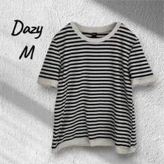 Dazy ボーダー 半袖 Tシャツ Mサイズ　ベージュ×黒　韓国スタイルのサムネイル