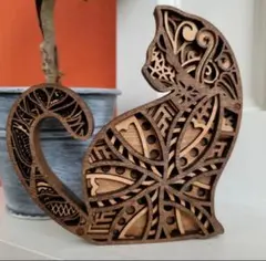 木製インテリアアート 猫シルエット