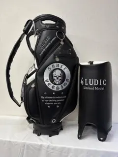 サンプル LUDICゴルフ スカル エナメルキャディバッグ BL×BK シェリフ