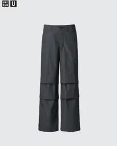 (85cm)　UNIQLO U ブラック ワイドフィットパラシュートパンツ