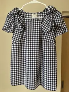 tocco ギンガムチェック 半袖ブラウス