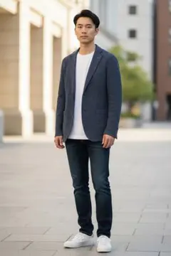 ■■MEN'S MELROSE ネイビー系春夏用ジャケット（M）■■のサムネイル