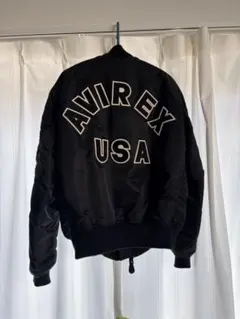 AVIREX MA-1 希少M ブラック　黒　フライトジャケット　アーチロゴ