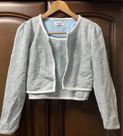 ツイードジャケット ビスチェ　セット　ブルー