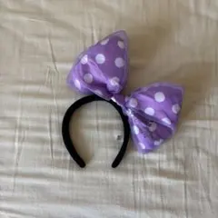 （ディズニーカチューシャ）　ミニーマウス　水玉リボン　紫