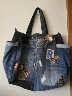 デニムパッチワーク トートバッグ中古