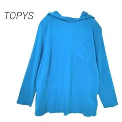 TOPYS✳️フード付 カットソー 刺繍&ビジュー ブルー 手触り良い 春