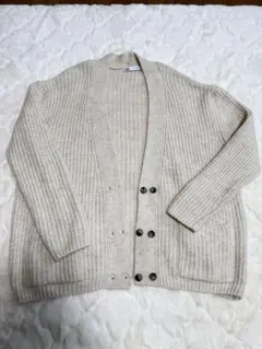 ZARA アイボリー 長袖 ニット カーディガン M