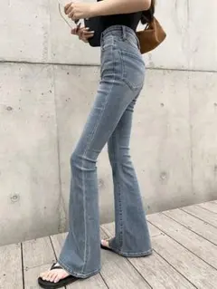 レディース ハイウエスト フレアデニムジーンズ カジュアル マルチユース