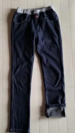 ネイビー デニム風 ソフト＆あったか裏起毛 パンツ 160cm