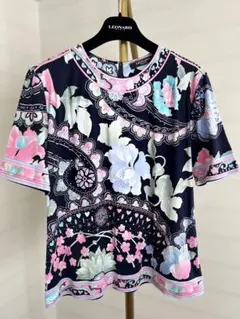 美品☆レオナール スポーツ 花柄 シアー ブラウス コットン 羽織 42 
